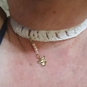 Beautiful crochet choker with angel charm